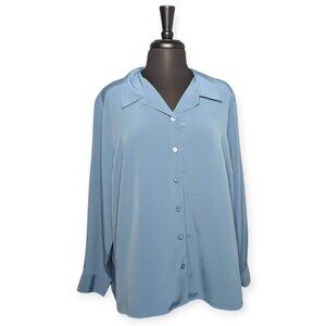 Studio 1940 Light Blue Button Front Long Sleeve Blouse 18/20W NWT